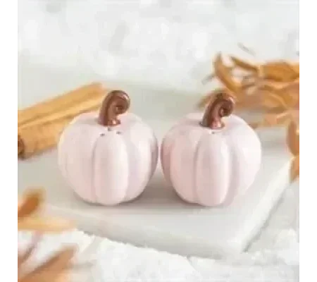 Pink Curly Pumpkin Salt and Pepper Shakers