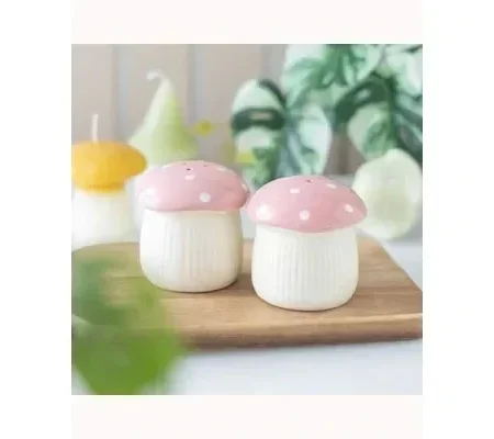 Pink Mushroom Salt and Pepper Shakers