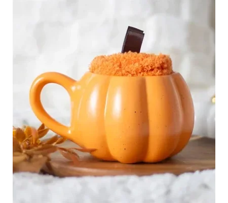 Pumpkin Shaped Mug and Socks Set