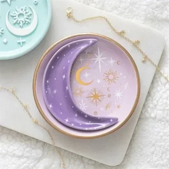 Purple Moon Stacking Trinket Dishes