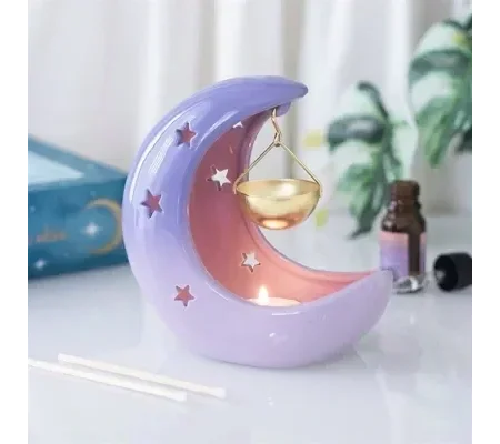 Purple Pastel Crescent Moon Hanging Oil Burner