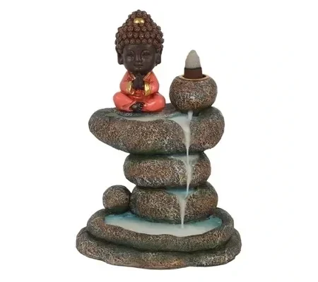 Red Buddha and Rock Pond Backflow Incense Burner