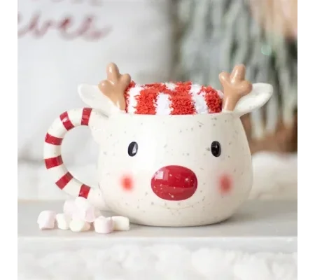 Rudolph Reindeer Mug and Socks Set