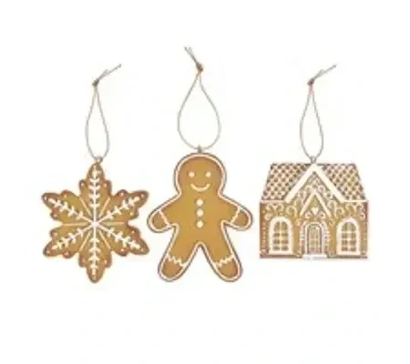 Set of 3 Hanging Gingerbread Decorations