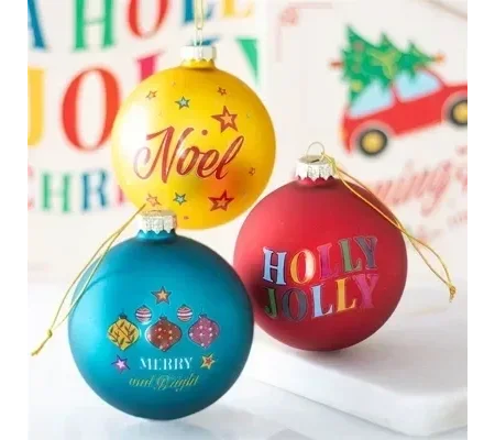 Set of 3 Nostalgic Christmas Glass Baubles