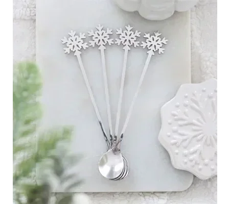 Set of 4 Metal Snowflake Spoons
