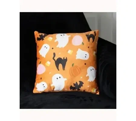 Square Sweet and Spooky Ghost Print Cushion