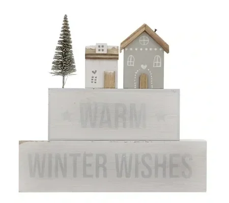 Warm Winter Wishes Stacked Block Sign