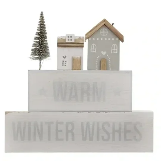Warm Winter Wishes Stacked Block Sign