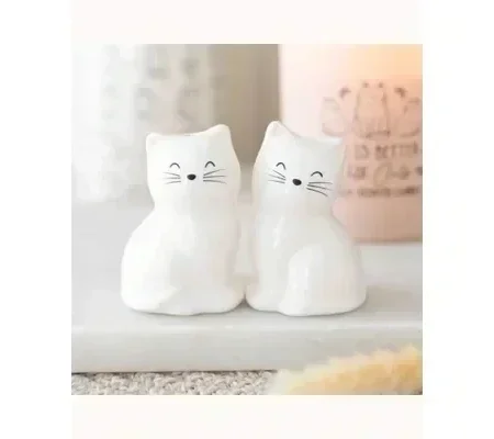White Cat Shaped Salt and Pepper Shakers