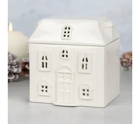 White Ceramic House Oil Burner