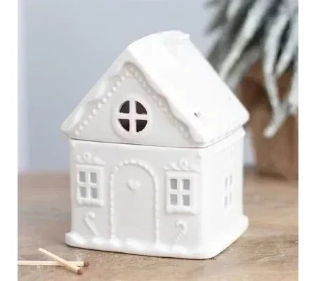 White Gingerbread House Oil Burner