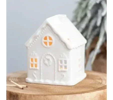White Gingerbread House Tealight Holder