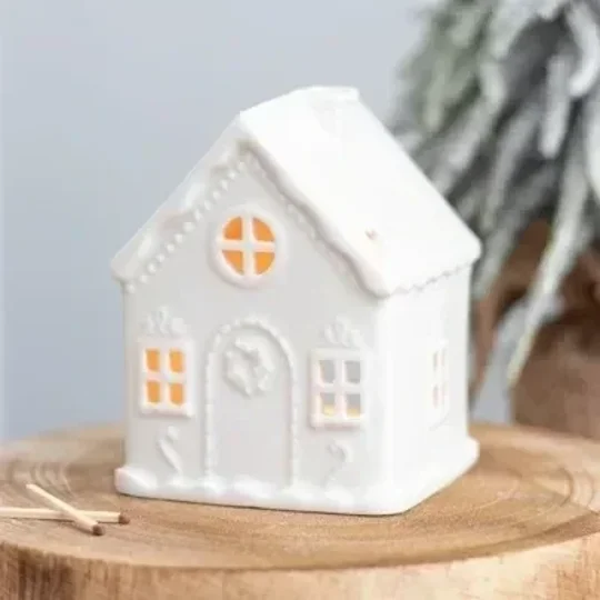 White Gingerbread House Tealight Holder