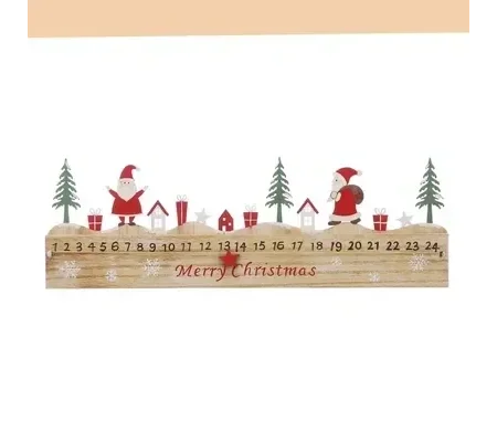 Wooden Advent Calendar with Santa