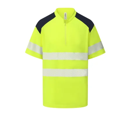 Yoko Hi-vis mandarin collar zip neck comfort trim polo (HVJ230)
