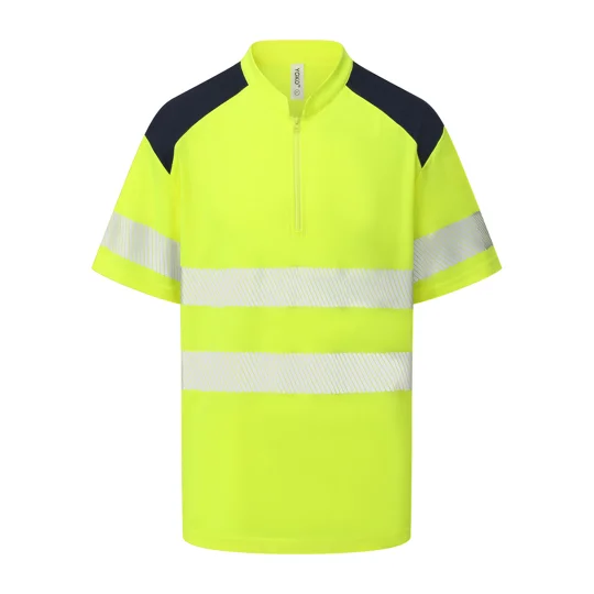 Yoko Hi-vis mandarin collar zip neck comfort trim polo (HVJ230)