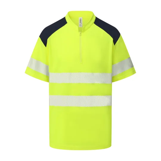 Yoko Hi-vis mandarin collar zip neck comfort trim polo (HVJ230)
