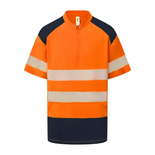 Yoko Hi-vis mandarin collar zip neck comfort trim polo (HVJ230)
