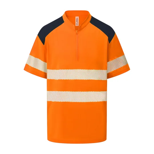 Yoko Hi-vis mandarin collar zip neck comfort trim polo (HVJ230)