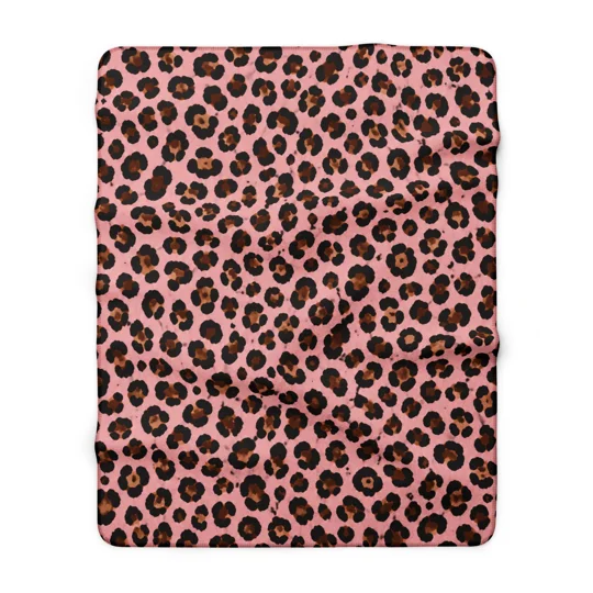 Sherpa Fleece Blanket pink leopard