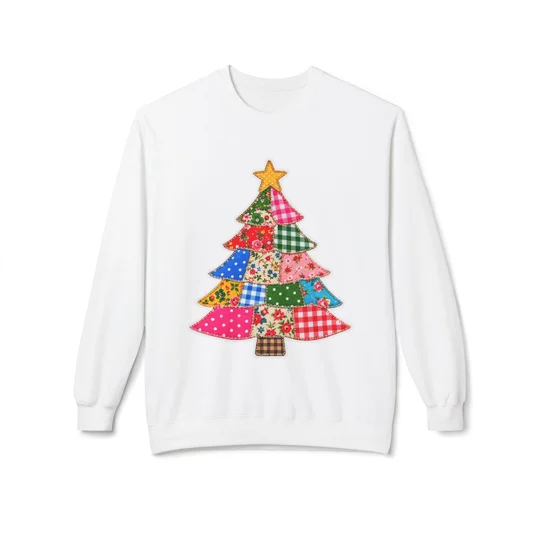 Women’s Fleece Crewneck Sweatshirt many colors, Christmas tree