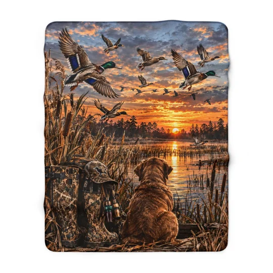 Sherpa Fleece Blanket Duck Hunting
