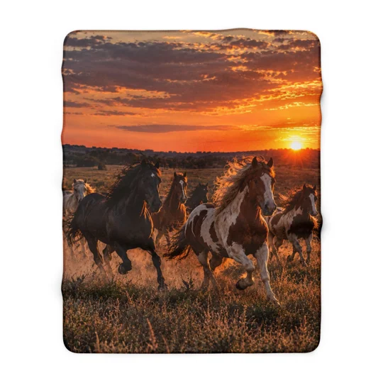 Sherpa Fleece Blanket Wild Horse