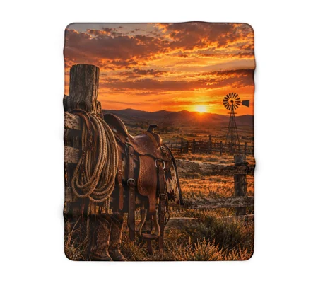 Sherpa Fleece Blanket Western