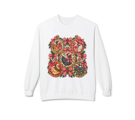 Women’s Fleece Crewneck Sweatshirt Christmas chicken