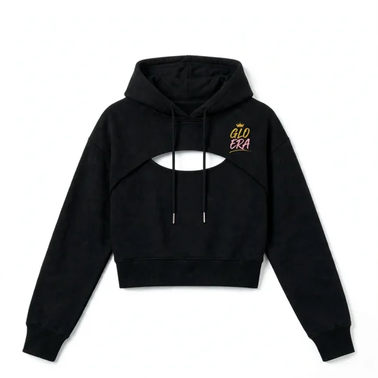 Glo Era Signature Cutout Crop Hoodie Multi Colors