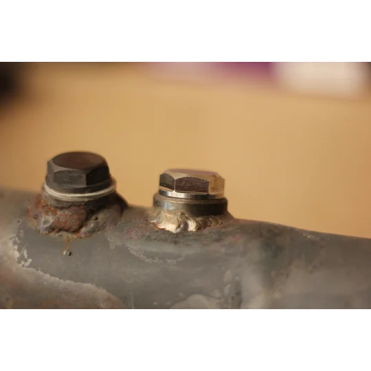 Exoracing 304 stainless steel lambda sensor blanking plug shown