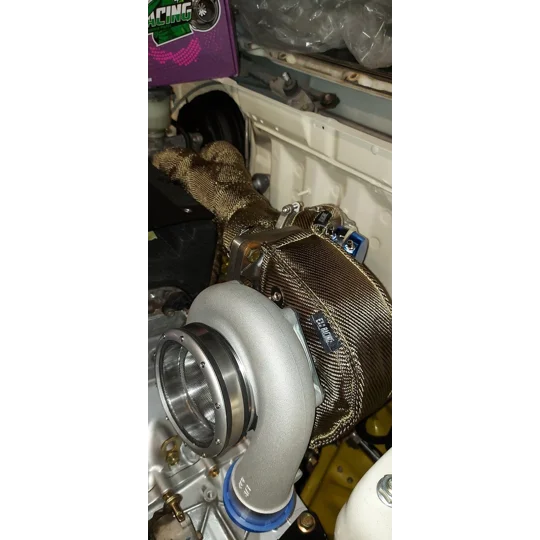 Exoracing wastegate blanket with turbo blanket and exhaust wrap
