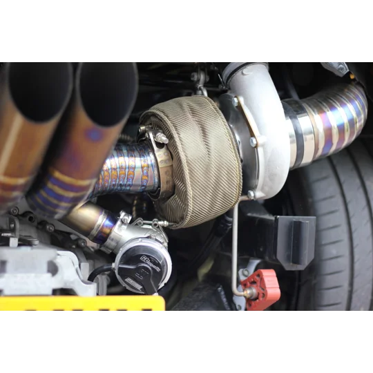 Exoracing Turbo Blanket V3 installed near silicone heat sleeve protected lines