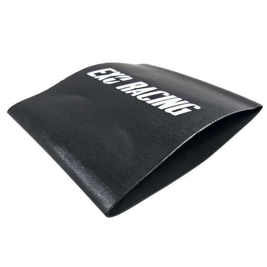 Black Exoracing heat shrink tags with white logo