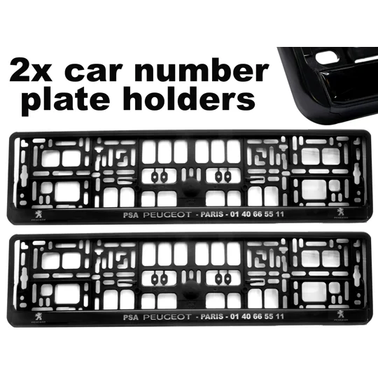 2x GeL Number plate holders for PEUGEOT car
