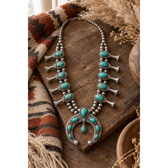 Turquoise Squash Blossom Necklace