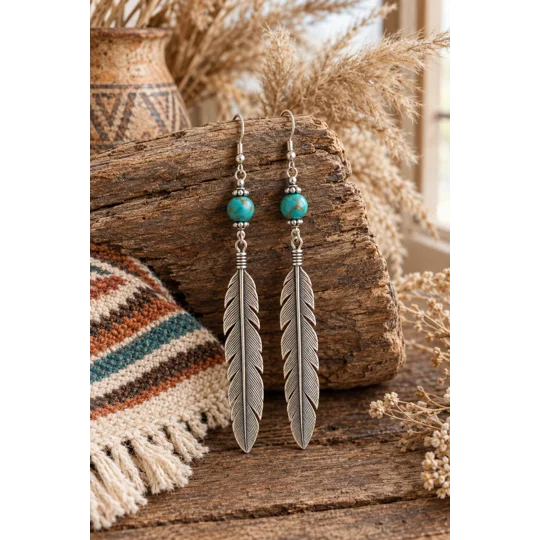 Feather Drop Earrings