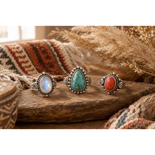 Moonstone Ring Trio