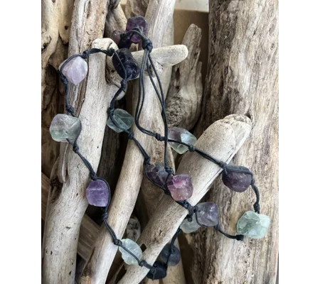 Fluorite Gemstone Necklace ( Purple Green)