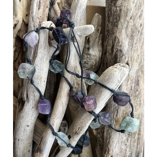 Fluorite Gemstone Necklace ( Purple Green)