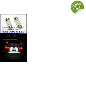 2 x 39mm White SMD Number Plate Bulbs Festoon LED