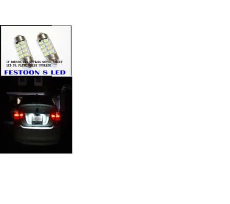 2 x 39mm White SMD Number Plate Bulbs Festoon LED