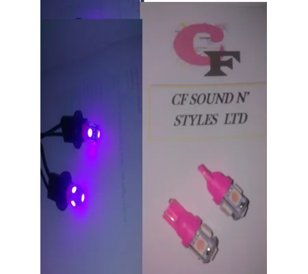 2 x 501 T10 PINK/PURPLE Wedge White SMD Parking Light & No. Plate Bulbs LED