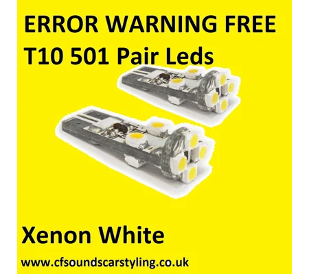 2 x 501 T10 CANBUS ERROR FREE White SMD Parking Light Bulbs LED