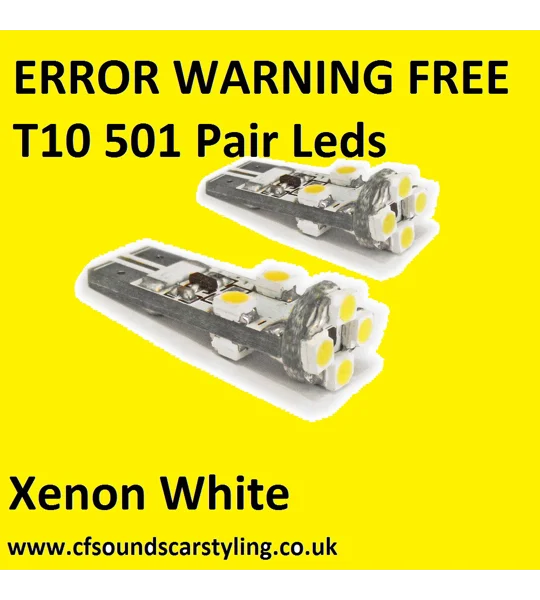 2 x 501 T10 CANBUS ERROR FREE White SMD Parking Light Bulbs LED