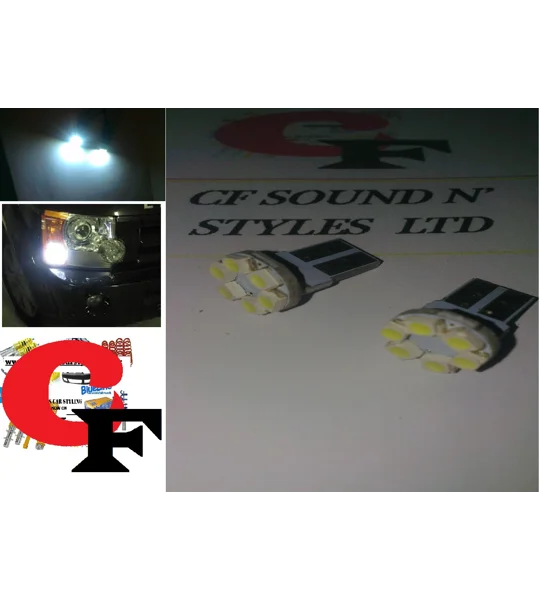 2 x 501 T10 Xenon White Wedge White SMD Parking Light & No. Plate Bulbs LED