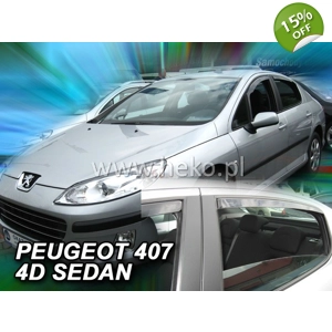 Peugeot 407 Yrs 04-10 4/5drs Brand New Heko 4 Piece Wind Deflectors 26138