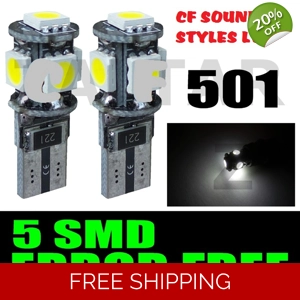 2 x 501 T10 CANBUS ERROR FREE White SMD Parking Light Bulbs LED