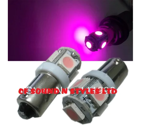 2 x BA9S Purple Wedge Pink SMD Parking Light & No. Plate Bulbs LED